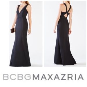Black BCBG evening gown with cutouts